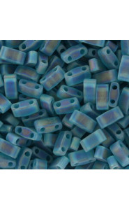 Miyuki half tila 5x2.4mm beads - Matted transparent teal ab HTL-2405FR